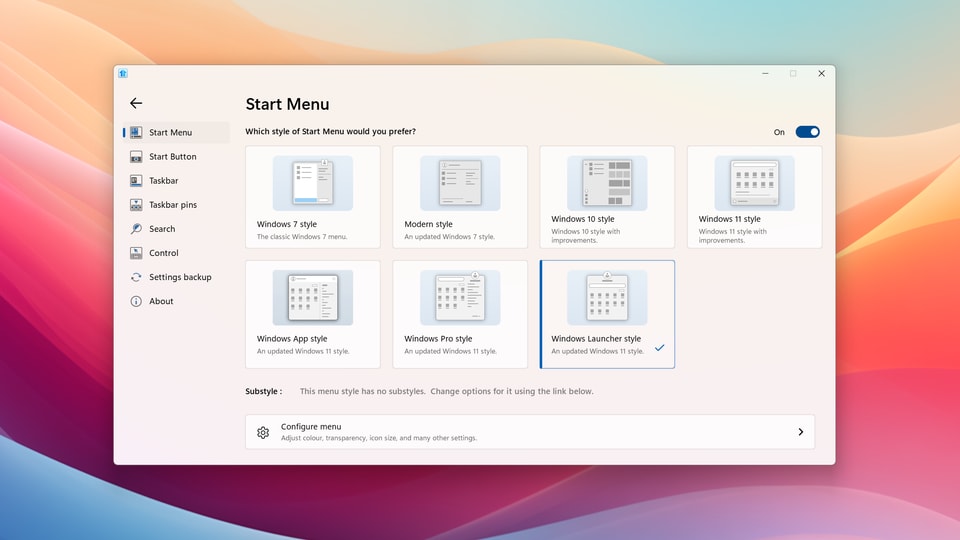 Remove unwanted content with Start11